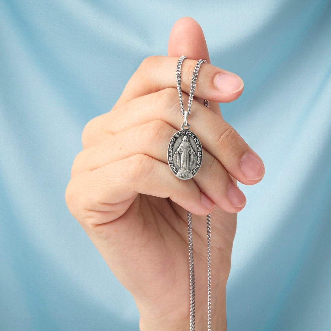 The Labouré Sterling Silver Miraculous Medal Necklace