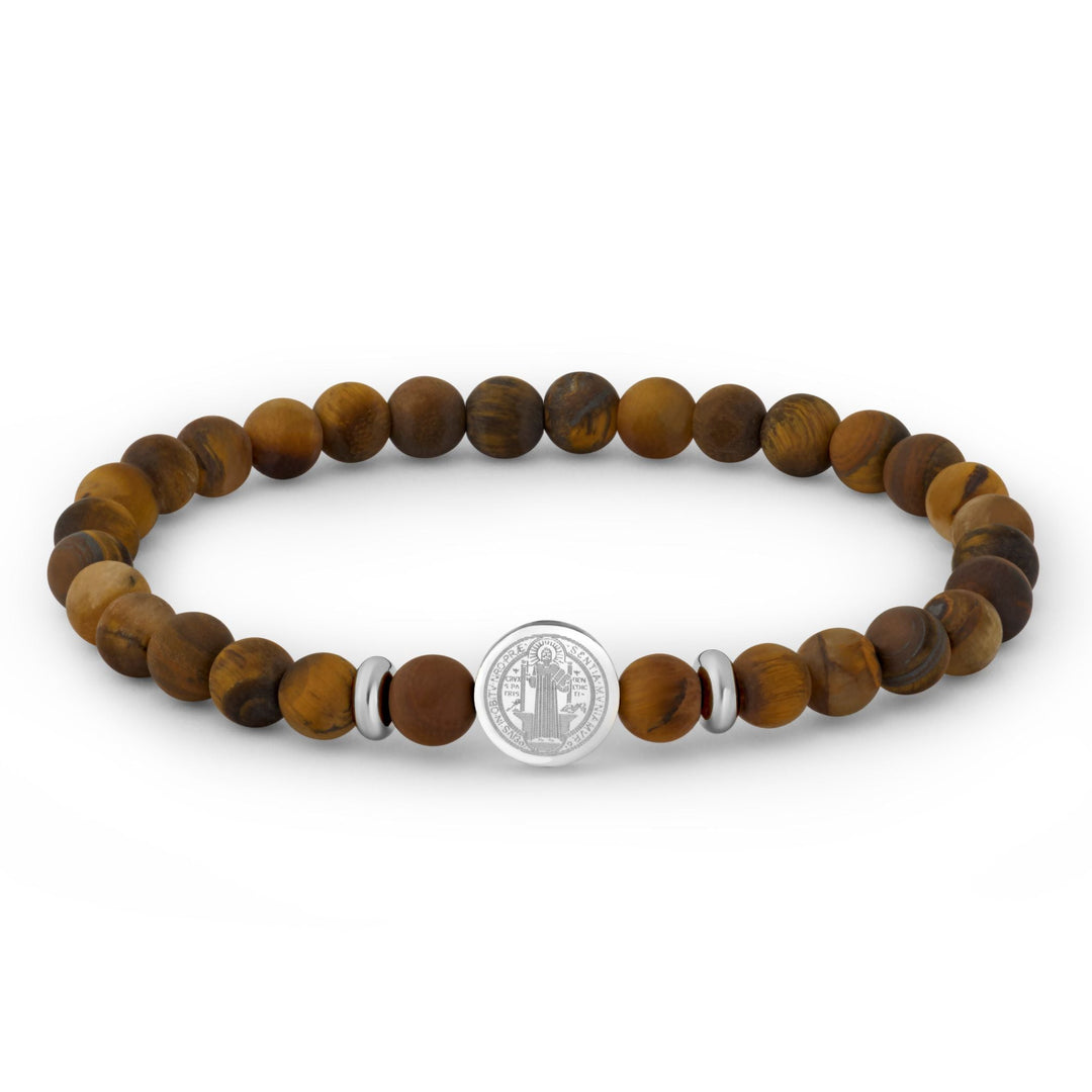 A beaded stretch bracelet made of round brown tiger&